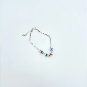 Rainbow Zirconia Square Sterling Silver Bracelet